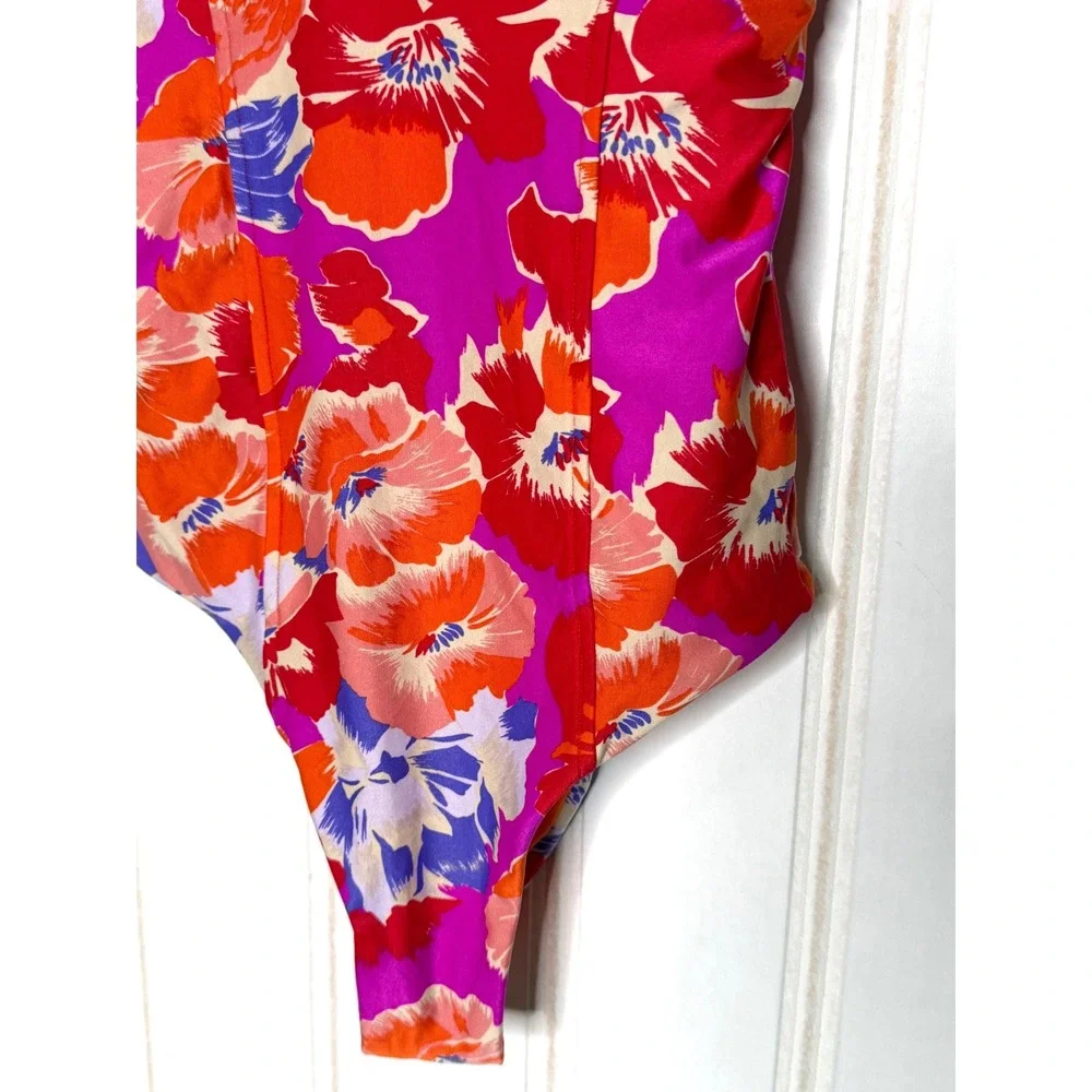 L*Space Nicolette One Piece Swimsuit Floral Underwire Pink Orange Size 4 - Picture 6 of 14